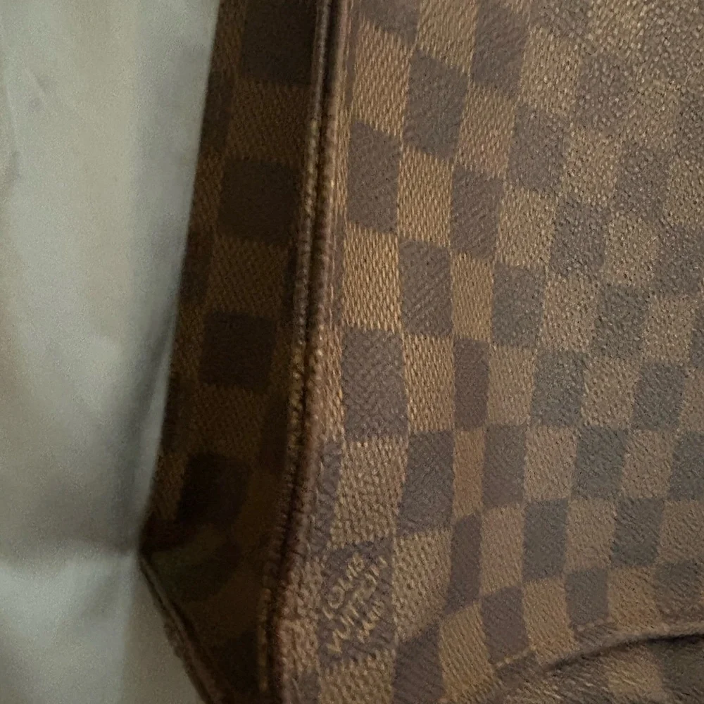 Authentic Louis Vuitton Brown Damier Canvas Tote with Dark Brown Handles
